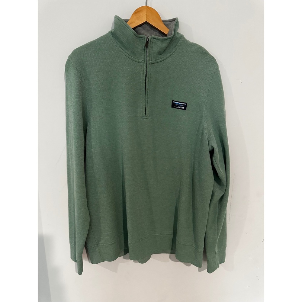 LL Bean Mens Sage Green Quarter Zip Pullover Traditional Fit‎ Sweater L 513021